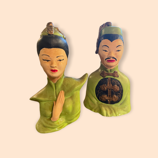 Asian Figurine Busts Mid Century Modern MCM
