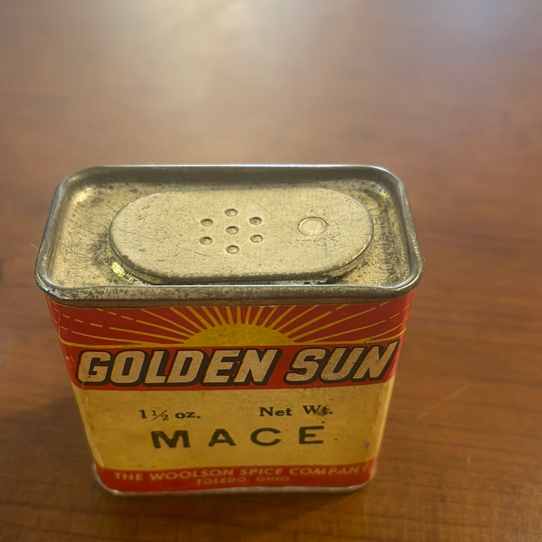 Vintage Golden Sun Spice Tin Mace Woolson Toledo Ohio