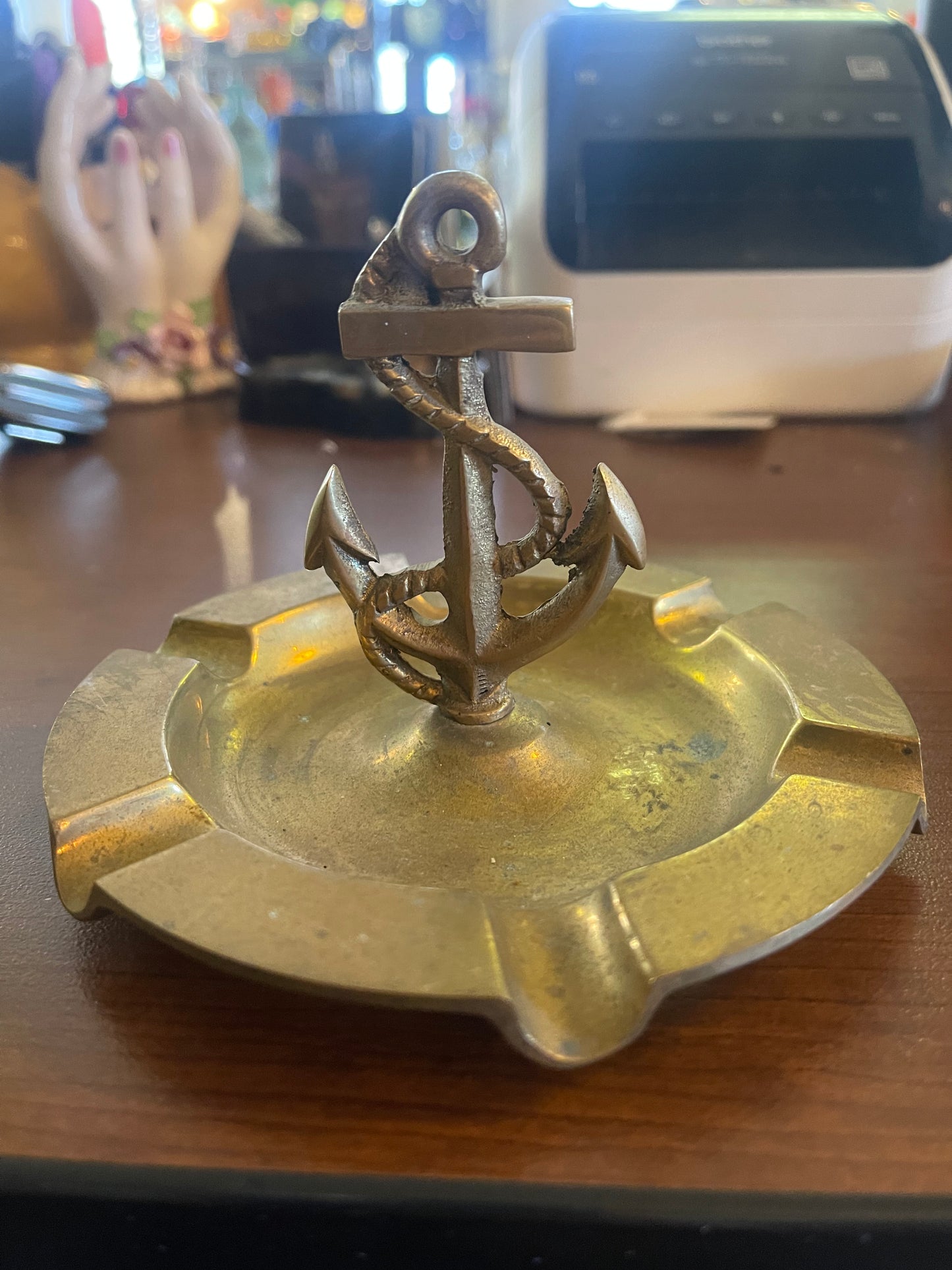 Vintage Brass Ship Boat Anchor Trinket Dish / Ashtray