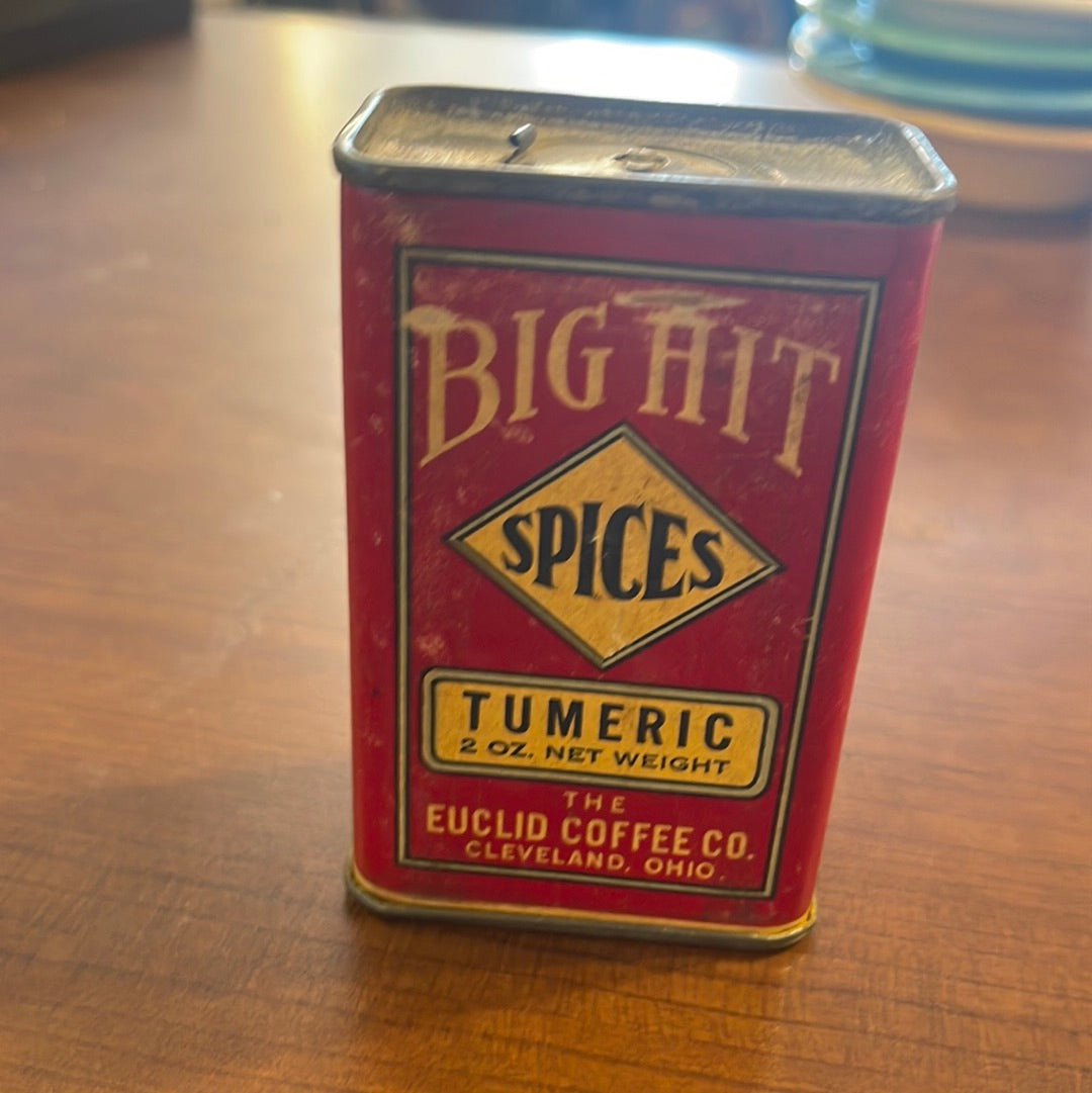 Vintage Big Hit Spice Tin for Euclid Coffee Co Tumeric Cleveland OH