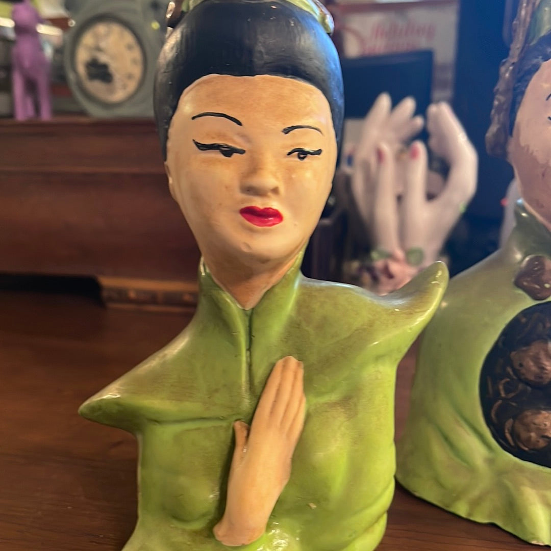 Asian Figurine Busts Mid Century Modern MCM