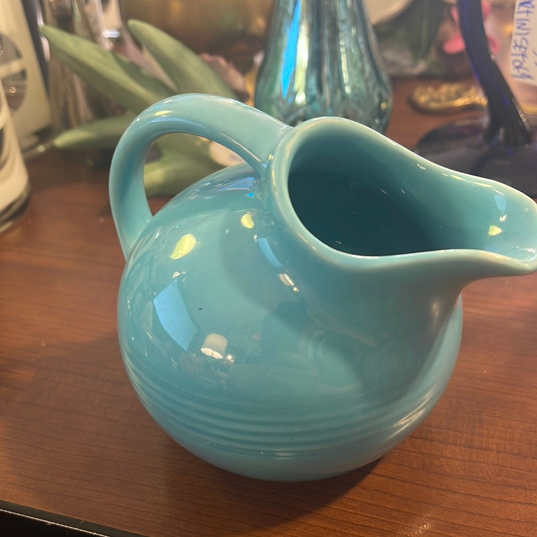 Vintage Fiesta Harlequin Novelty Creamer in Turquoise - Small Pitcher -