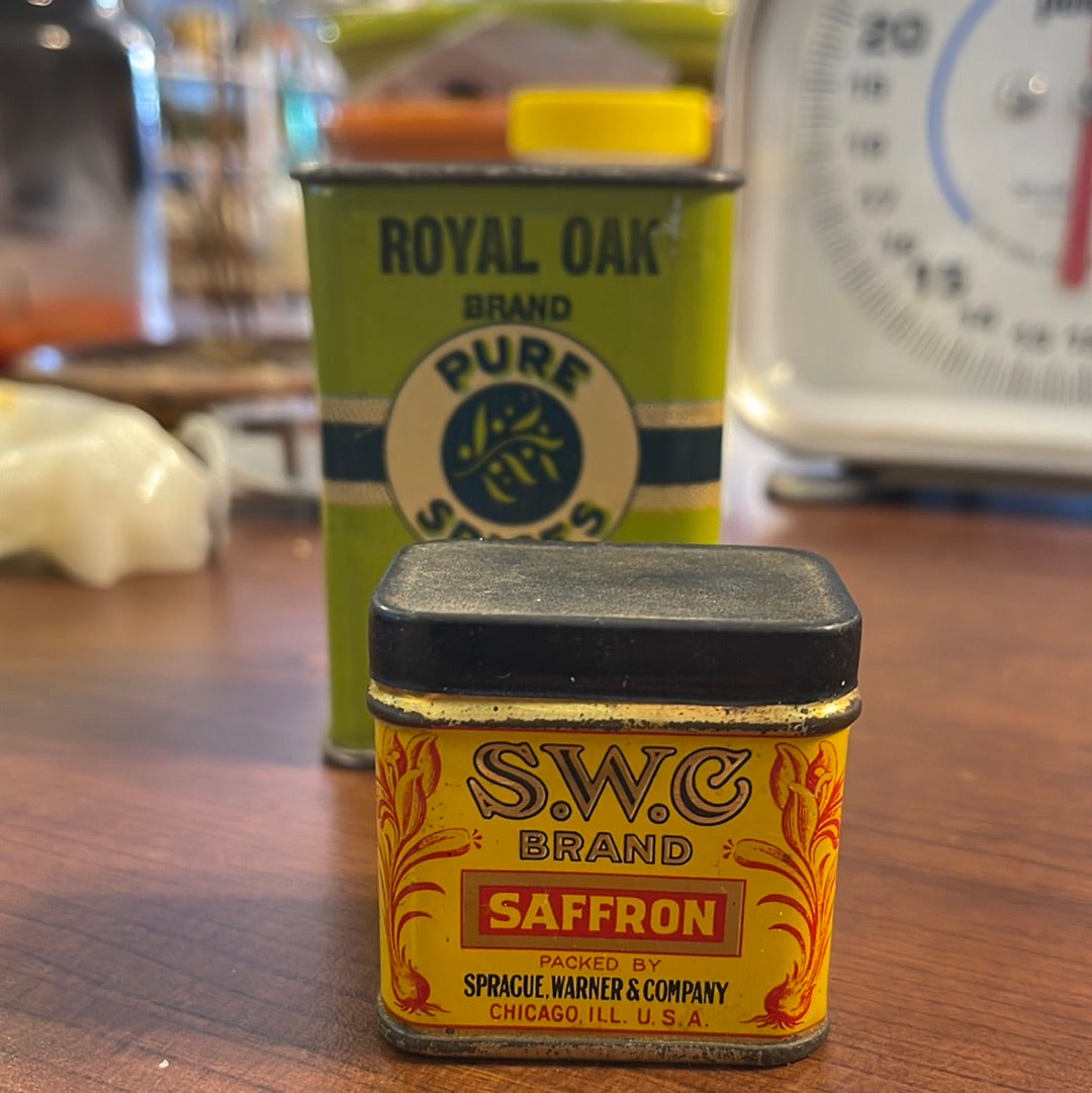 Vintage S.W.C Brand Spice Tin Saffron Sprague Warner and Company Chicago IL