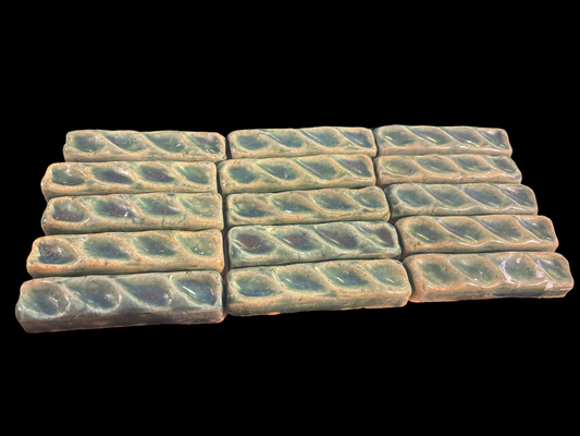 Antique Green Tile Fireplace Boarder 15 Pieces 52.5 total Inches