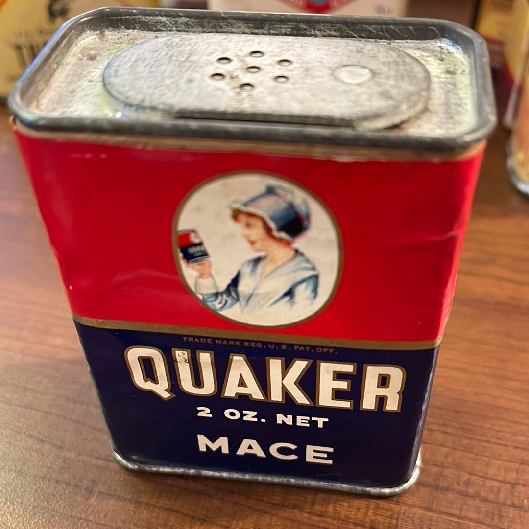 Vintage Quaker Mace Spice Tin Lee & Cady Distributors, Detroit Mi