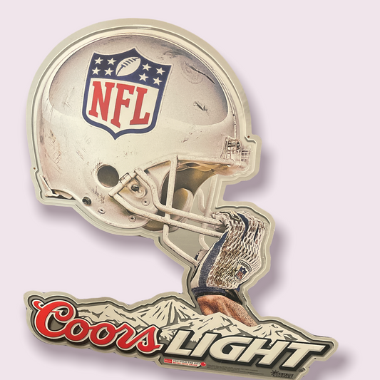 COORS LIGHT Beer Bar Embossed Metal sign NFL FOOTBALL 23" TALL