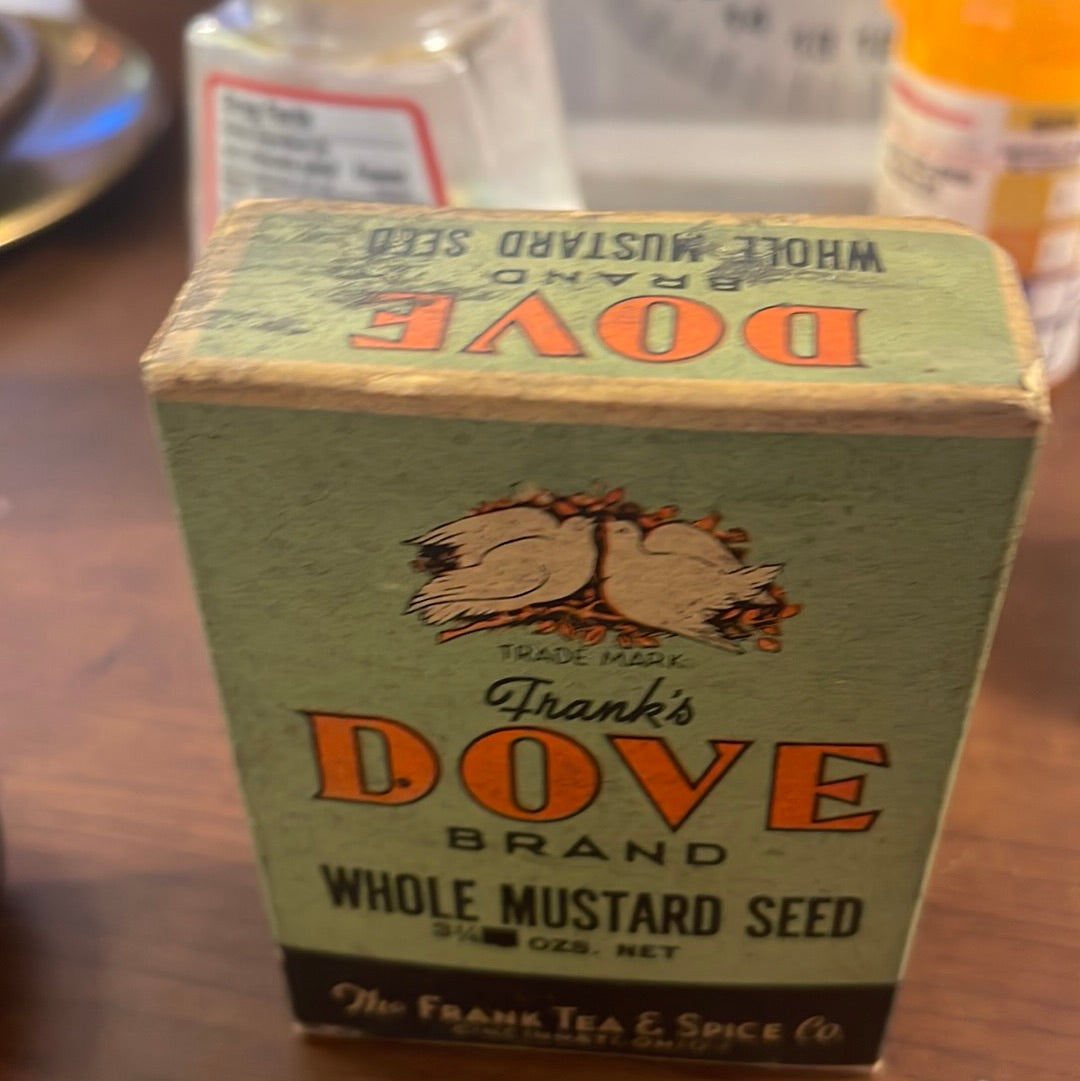 Vintage Franks Dove Brand Whole Mustard Seed Frank Tea and Spice Co Box