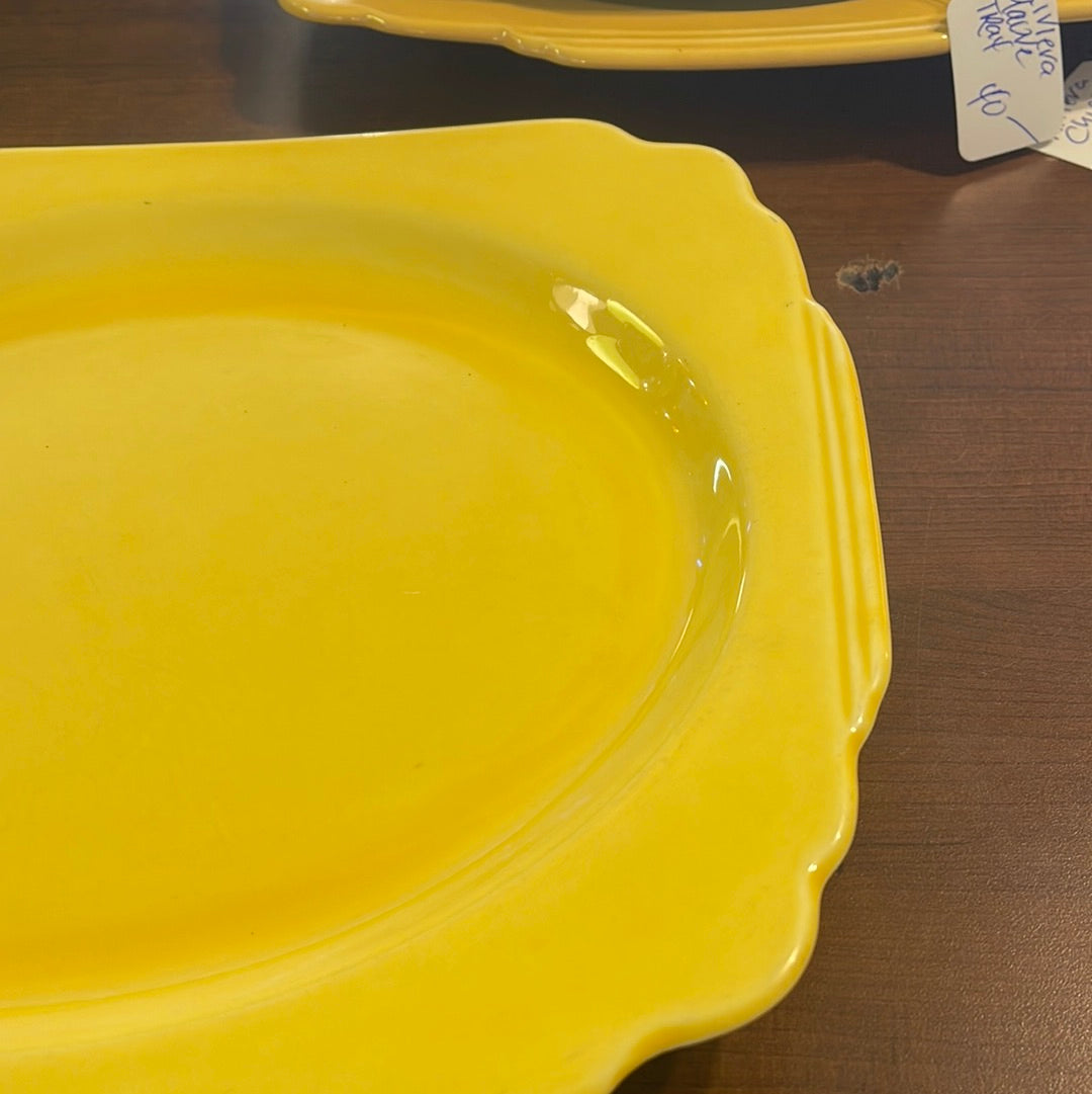 Vintage Riviera Rectangular Serving Tray in Yellow Homer Laughlin 11'