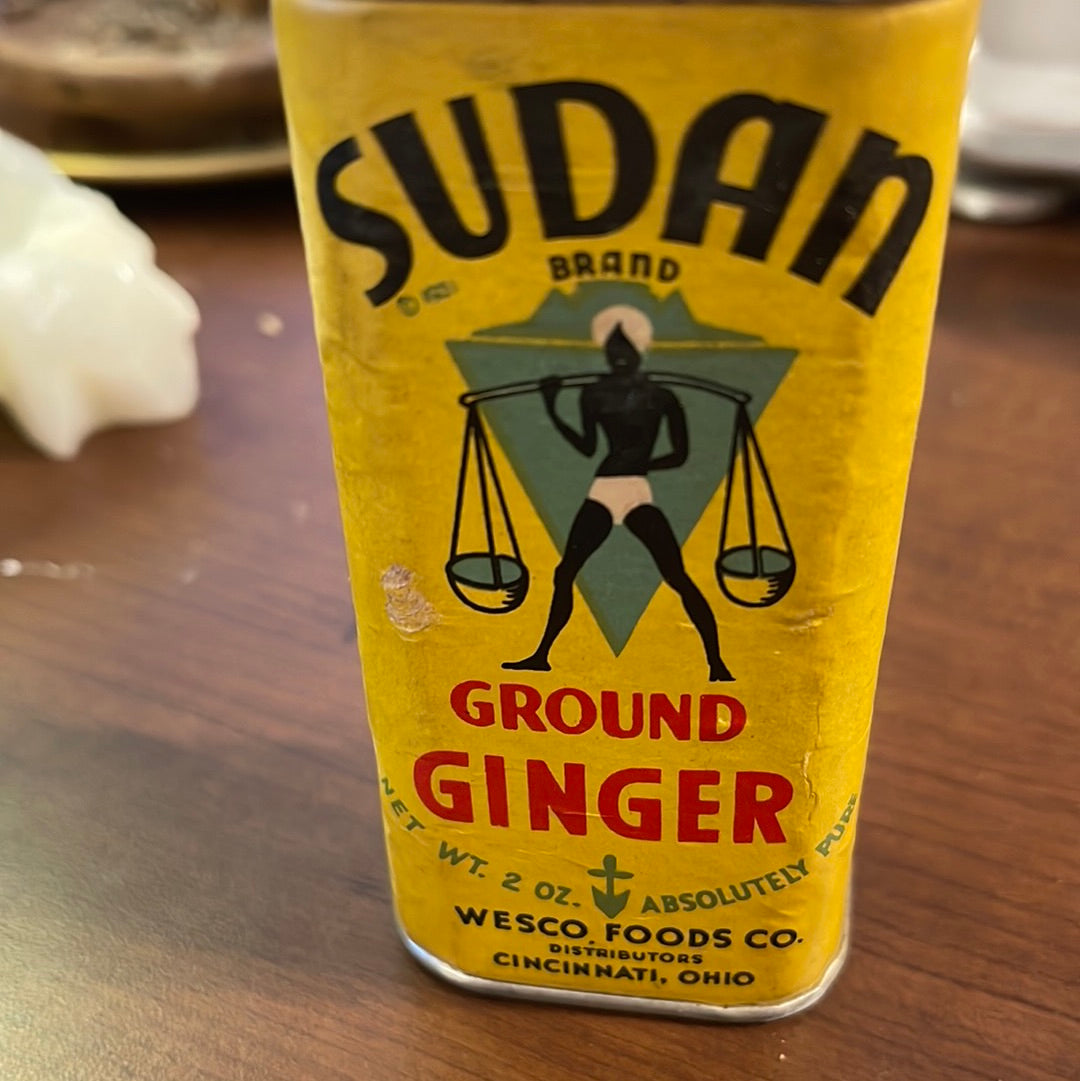 Vintage Sudan Ground Ginger Spice Tin Wesco Foods Co. Cincinatti Ohio