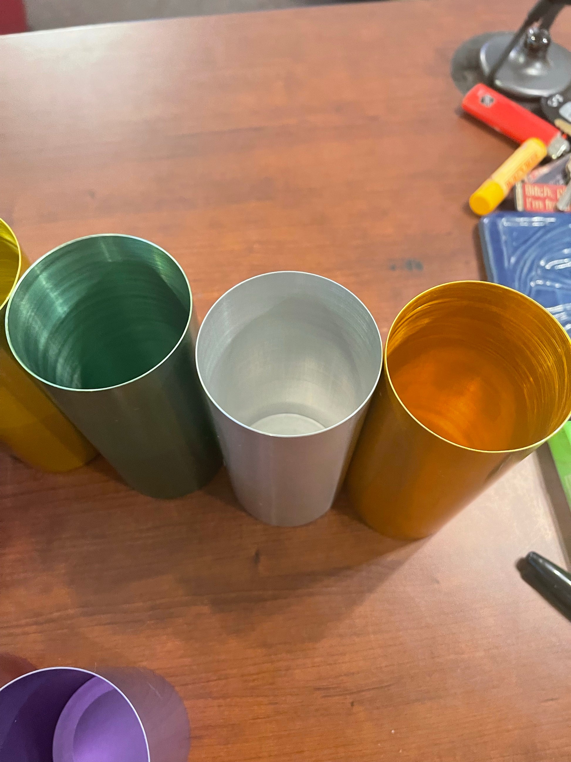 Vintage Multi Color Perma Hues Aluminum Tumblers With Caddy – Long Beach  Antique Mall
