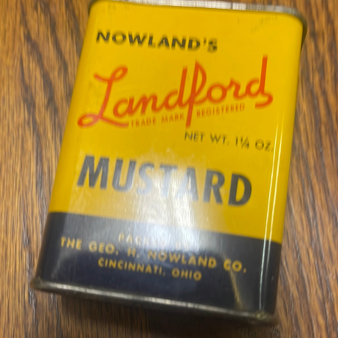 Vintage Spice Tin Nowlands Mustard Landford Cincinnati Ohio Co.