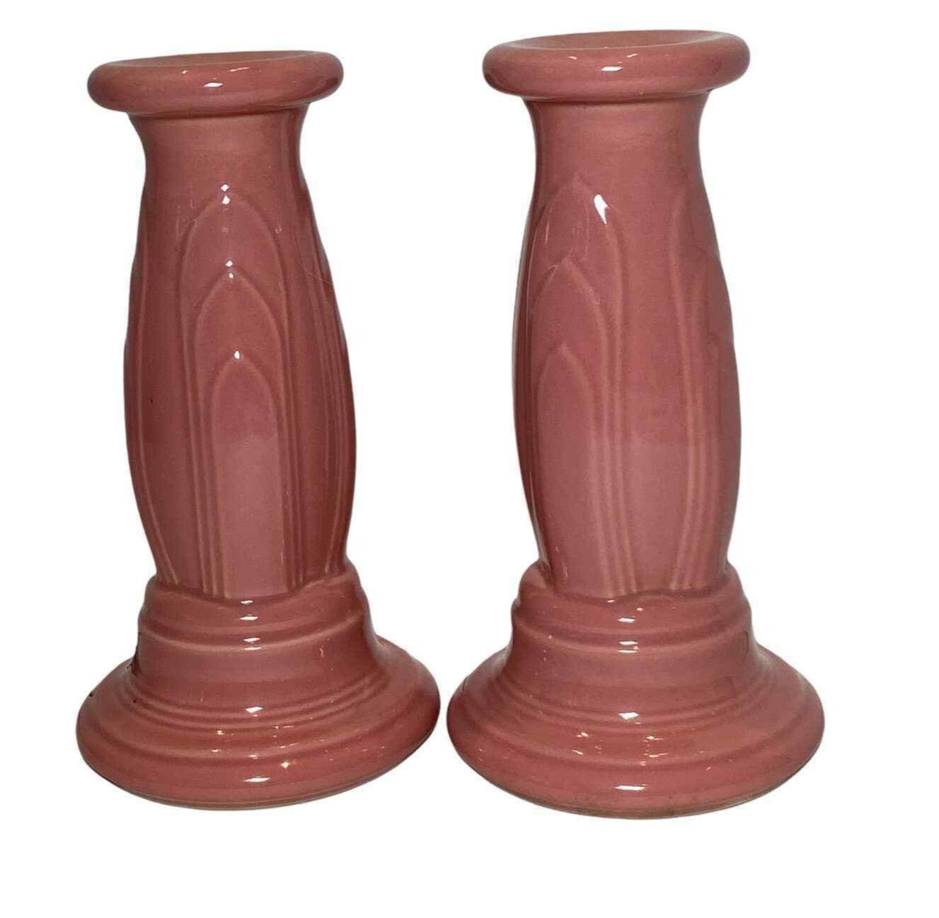 Fiesta Candlestick Pair in Rose